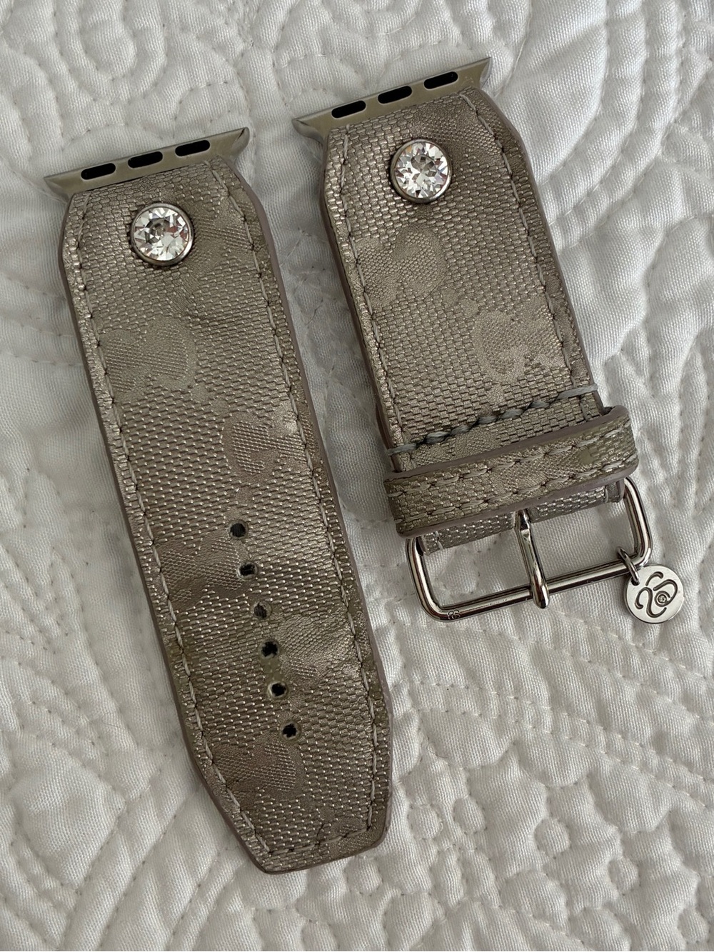 Spark*l Authentic Upcycled GG Silver Imprime Apple Watch Band - Size 2
